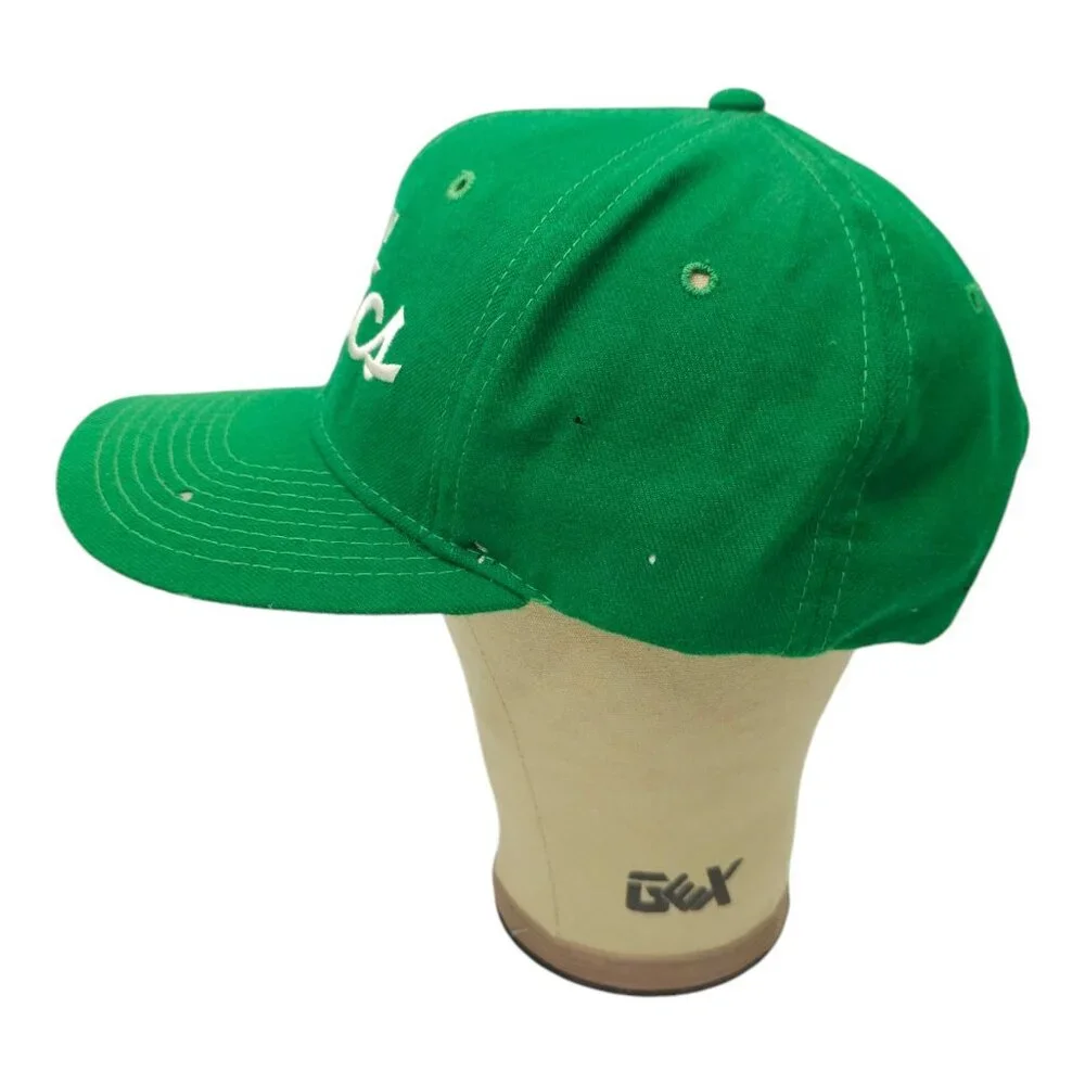 Boston Celtics Script Cap Vtg 90s READ Moth Holes Snapback Sports Specialties